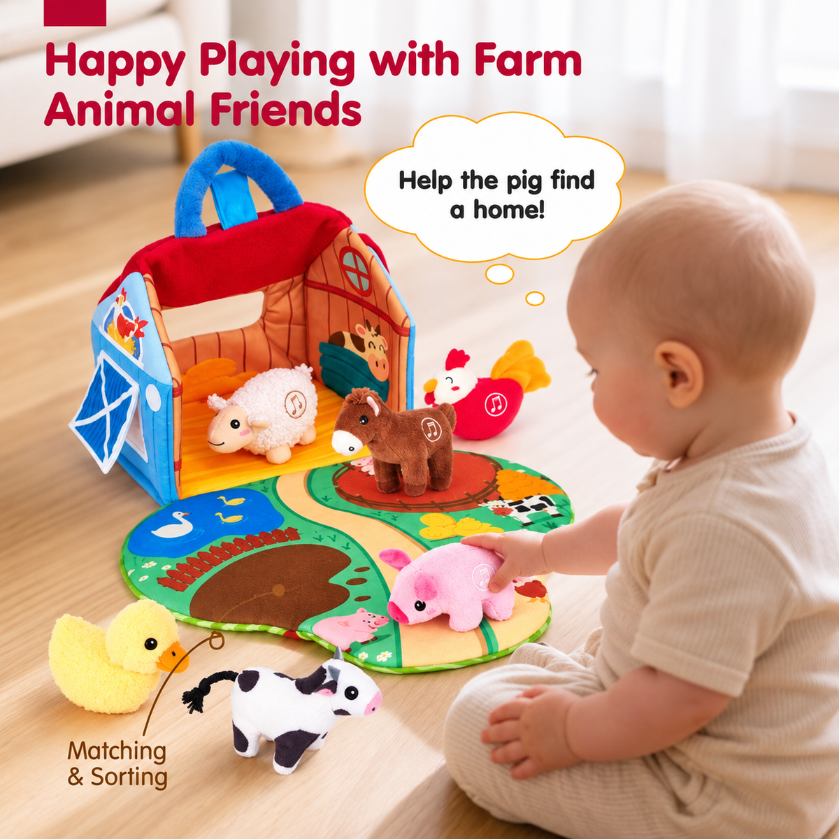 Montessori 7-Piece Baby Farm Toy Set