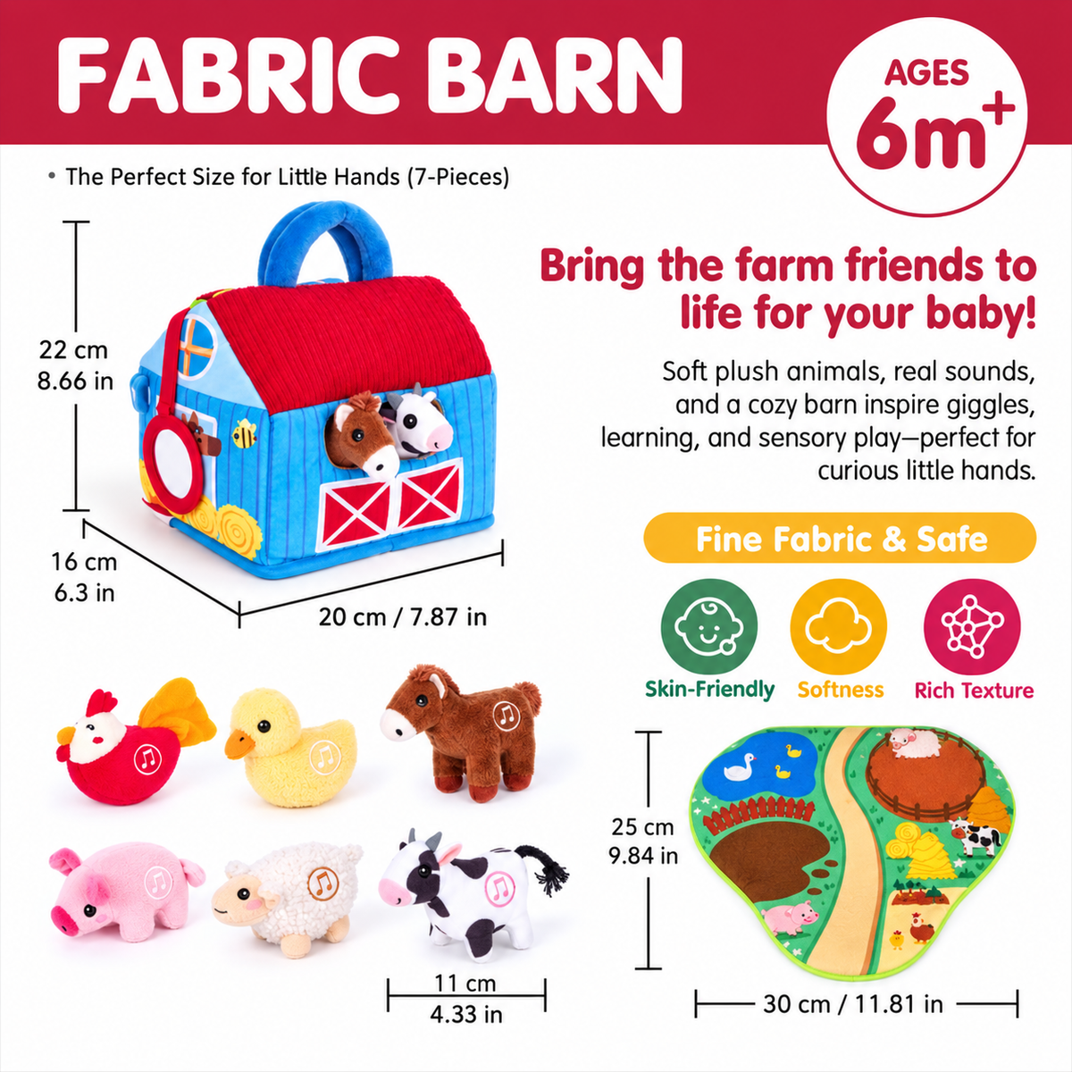 Montessori 7-Piece Baby Farm Toy Set