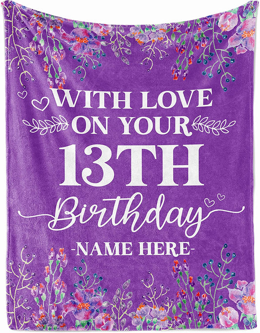 Zoifia - 13Th Birthday Blanket Customized Vintage 2009 13 Year Old Bday Decorations For Women Her Sister Friends Soft Warm Lightweight Sherpa Fleece Throw Blankets