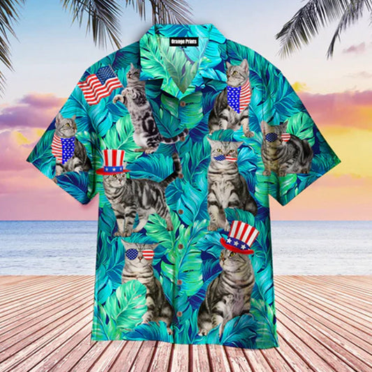 LE - 4th Of July Independence Day Cat Lover Hawaiian Shirt