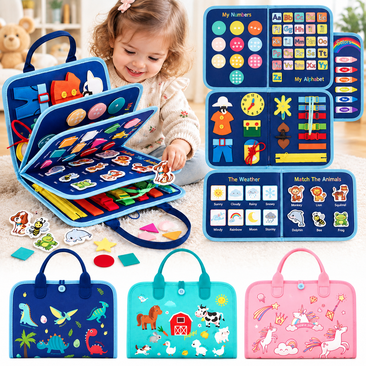 Lexirosa™ Montessori Busy Board for Toddlers