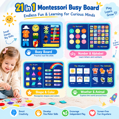 Lexirosa™ Montessori Busy Board for Toddlers